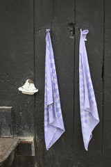 Towel clothes hanging on rope