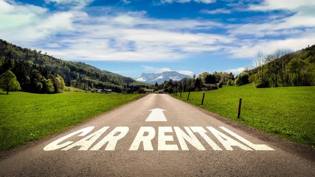 Street Sign the Way to Car Rental