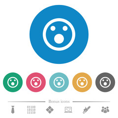 Shocked emoticon flat round icons