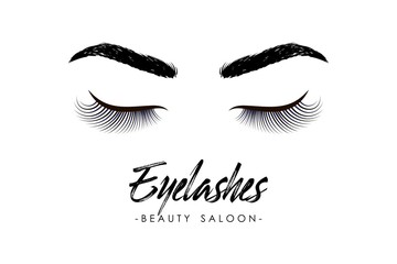 Logo extensions, lamination of eyelashes. Vector illustration in a modern style. Watercolor makeup.