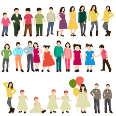 vector, isolated, silhouette kids, flat style, set