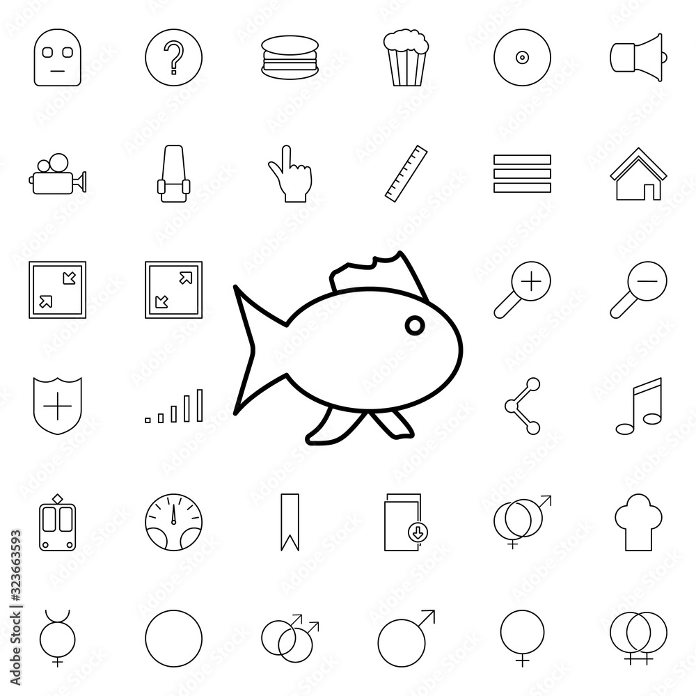 Poster fish icon. universal set of web for website design and development, app development