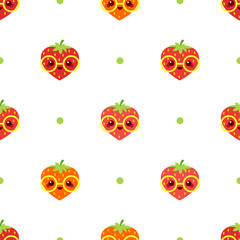 Cute strawberry with dots pattern