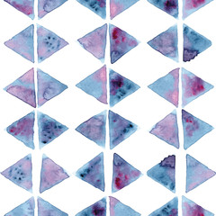 Vector watercolor rhombus trinagles tile seamless pattern background