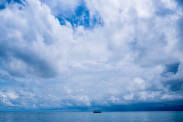 lonely boat in the indian oceanic