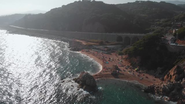 Coastline Calella Spain Catalonia drone view