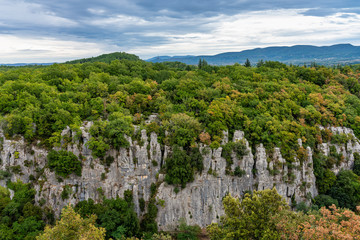 Landscape view around the village Casteljau in Ardeche, France