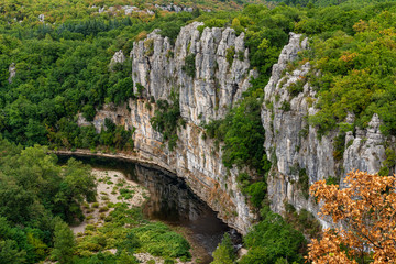 River in the beautiful Ardeche gorge near Casteljau in france.