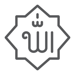 Allah line icon, ramadan and islam, muslim allah arabic letter sign, vector graphics, a linear pattern on a white background, eps 10.