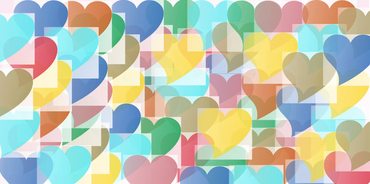 seamless pattern with multicolored hearts © Ирина Фроликова