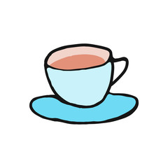 Hand drawn coffee cup icon design on white background. Vector illustration. Eps10 