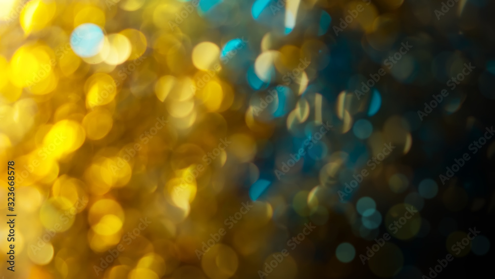 Wall mural Abstract background with blue and yellow bokeh