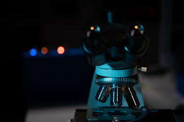 Scientific microscope in a nanotechnology laboratory