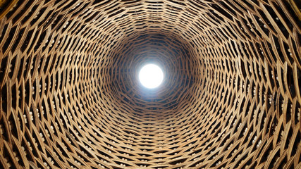 Bulb lighting in rattan weaving chandelier