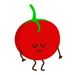 Shy cute smiling tomato. Vector flat cartoon character
