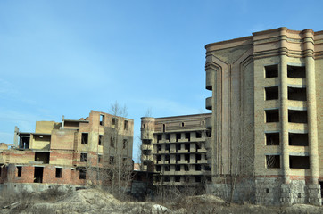 Abandoned construction site of hospital. Abandoned at 1991,during Ukrainian undependence crisis. Kiev,Ukraine