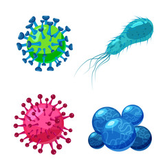 Fototapeta na wymiar Set Viruses bacterias germs microorganisms disease-causing objects pandemic microbes, fungi infection