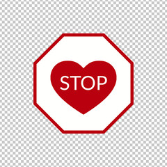 Stop love concept. Feelings logo. Vector illustration