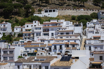 Beautiful aerial view of Mijas - Spanish hill town overlooking the Costa del Sol, not far from...