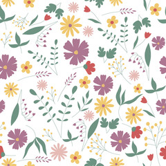 seamless vintage floral set pattern