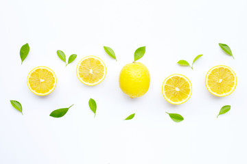 Fresh lemon on white background.