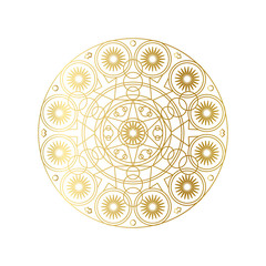 Golden abstract geometric mandala outline vector illustration