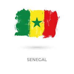 Senegal colorful brush strokes painted national country flag icon. Painted texture..