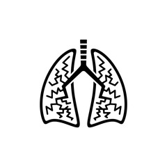 Human lungs vector icon on white background.