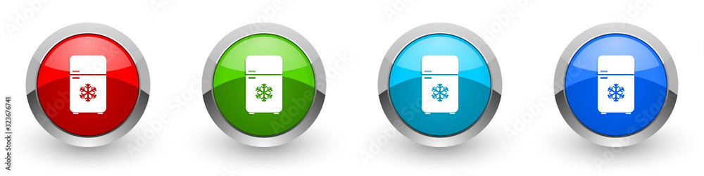 Aufkleber refrigerator silver metallic glossy icons, fridge, cooler concept set of modern design buttons for w