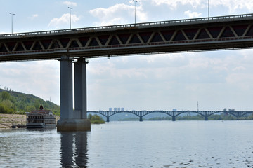 big bridge over the Oka river. Nizhny Novgorod. Russia