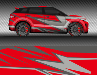 Obraz premium Car livery wrap decal, rally race style vector illustration abstract background