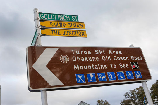 Sign Turoa ski area Tongariro area New Zealand