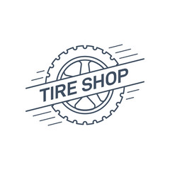 Tire and wheel service badge design, stock vector
