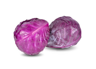 Obraz premium whole fresh red cabbage on white background