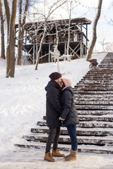 Fototapeta premium Winter fashion concept with boyfriend and girlfriend.