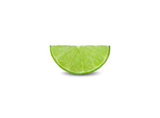 cut piece green lime on white background