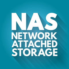 NAS - Network Attached Storage acronym, technology concept background