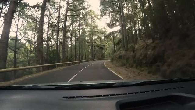 Slow motion shot of driving a car on Tenerife, Spain