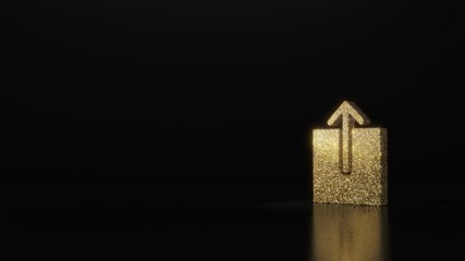 Obraz na płótnie Canvas science glitter gold glitter symbol of upload 3D rendering on dark black background with blurred reflection with sparkles
