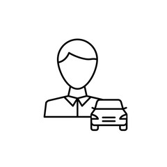 Teacher, driver, car icon. Simple line, outline vector elements of driving school icons for ui and ux, website or mobile application