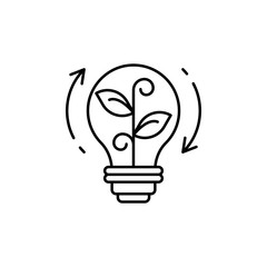 Light bulb, plant, arrows icon. Simple line, outline vector ecology icons for ui and ux, website or mobile application