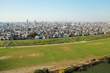 Fototapeta na wymiar 江戸川上空から見た東京