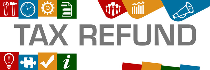Tax Refund Colorful Various Shapes Business Symbols Up Down Horizontal 