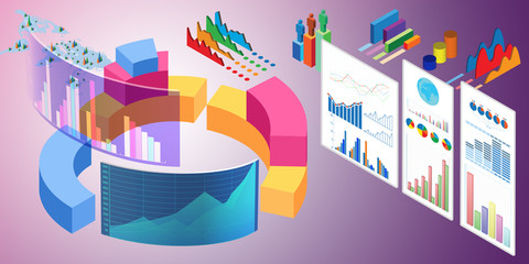 Various visualisation at trading environment - 3d rendering