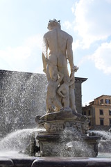 Beautiful historic Neptune fountain in Florence Italy 