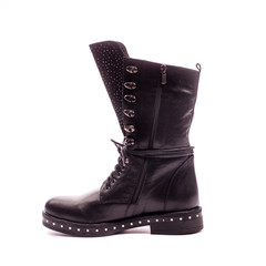 black women's shoes isolated on white background.