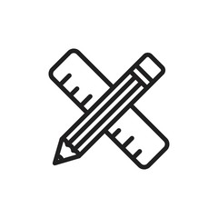 Pencil and ruler icon template black color editable. Pencil and ruler icon symbol Flat vector illustration for graphic and web design.