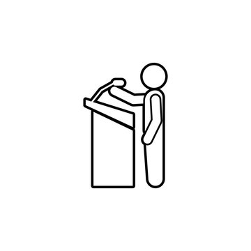 recommend clip art: a speech from the rostrum icon. Simple thin line, outline vector of conversation icons for ui and ux, website or mobile application