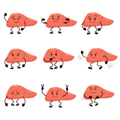 Set of cartoon characters liver.