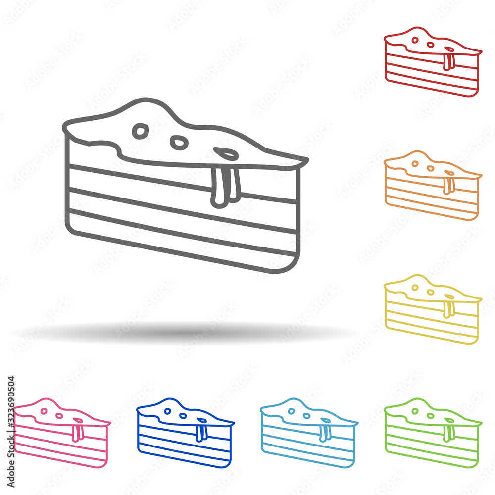 Poster piece of cake in multi color style icon. simple thin line, outline vector of fast food icons for ui 